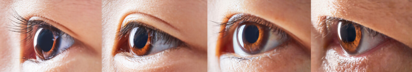 Close-up and selected focusing on a beautiful asian little girls ,women and men eye . Horizontal....