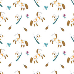 Horse line shapes seamless pattern