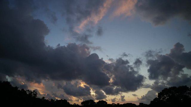 Beautiful drifting clouds on sunset