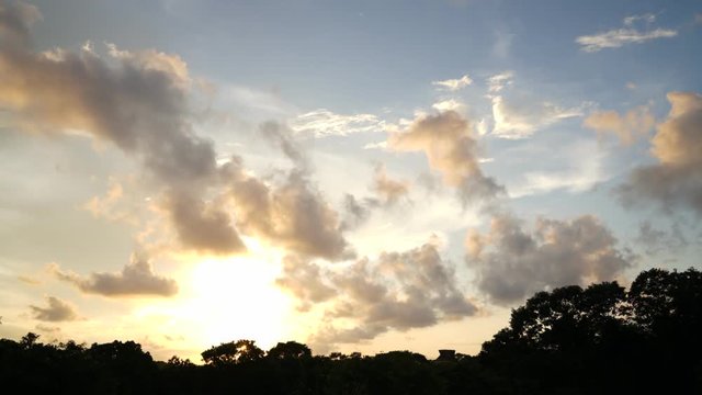 Beautiful drifting clouds on sunset