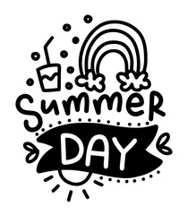 Summer lettering composition with decor.