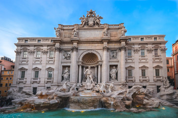 Fototapeta na wymiar Rome Italy -Fontana di Trevi (Trevi Fountain),one of the most famous landmarks. Rome 