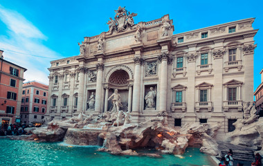 Fototapeta na wymiar Rome Italy -Fontana di Trevi (Trevi Fountain),one of the most famous landmarks. Rome 