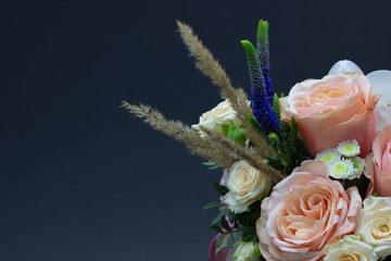 mixed bouquet of flowers close-up free space for your text