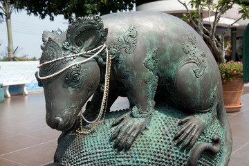 statue of rat or mushika vahana or Hindu God Ganeshas Mount as in mythology