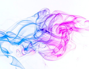 Colored smoke on white background