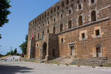 Fototapeta premium The Theatre of Aspendos Ancient City in Antalya. Aspendos or Aspendus was an ancient Greco-Roman city. Famous historical landmark of Turkey. Founded in the 5th century BC.
