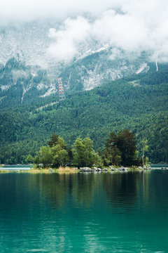 Isle in Eibsee lake