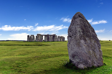 Stonehenge an ancient prehistoric stone monument from Bronze and Neolithic ages, constructed as a...