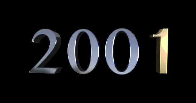 From 2000 To 2040 Countdown 3D Loop. Choose Your Year: 2000, 2010, 2020, 2030, 2040&hellip; Gold And Silver Number On A Black Background - DCi 4K Ultra Animation