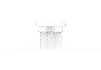 3D rendering of a sketched gift isolated in white background