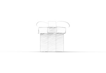 3D rendering of a sketched gift isolated in white background