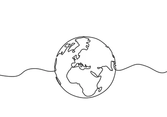 Erdkugel eine Strichzeichnung der Weltkarte Vektorgrafik minimalistisches Design des Minimalismus isoliert auf weißem Hintergrund © ngupakarti