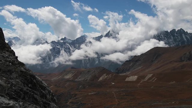 Scenics view of Himalaya mountain range at Renjo la pass everest base camp trekking Nepal 