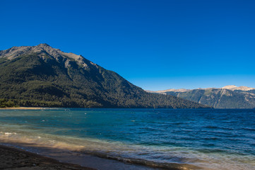 Lake Traful. Patagonia, Argentina. Pier on Lake Traful. Villa Traful, enchanted place. Patagonia, Argentina.
