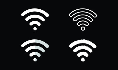 Signal icons vector set iradio signals waves. Radar, wifi, antenna