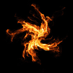 Obraz na płótnie Canvas Fire element design 3D rendering with black background.