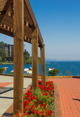 Pucon town in central Chile on a blue skies sunny day