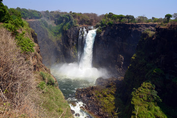 Victoria Falls, or Mosi-oa-Tunya (Tokaleya Tonga: The Smoke That Thunders), is a waterfall in...