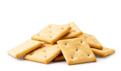 A pile of cookies crackers on a white background. Isolated