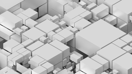 3d render background with fractured into squares and rectangles surface. Random sizes of pieces...