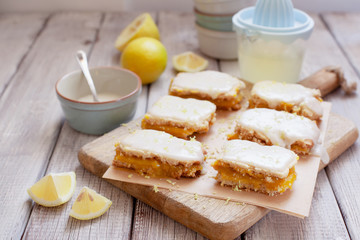 Lemon portion cakes decorated lemon zest