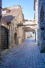 Medieval street in Tallinn old town, Estonia, Baltic, Europe