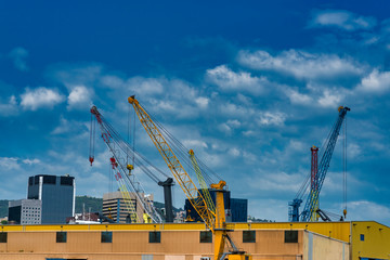 crane against vlue sky in genova harbour