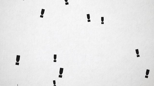 Exclamation Marks On White Paper Texture. High Quality Animation. Seamless loop, 4K, 60fps