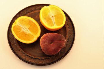Orange Pepper on a brown plate