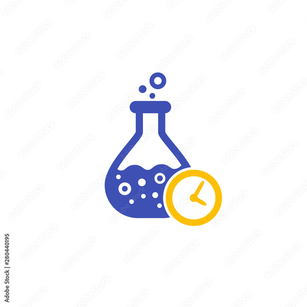 Poster chemical reaction time icon on white