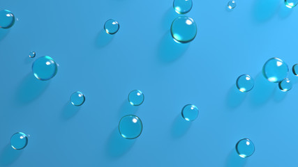 3d render of water or glass bubbles. Abstract simple background with drops.