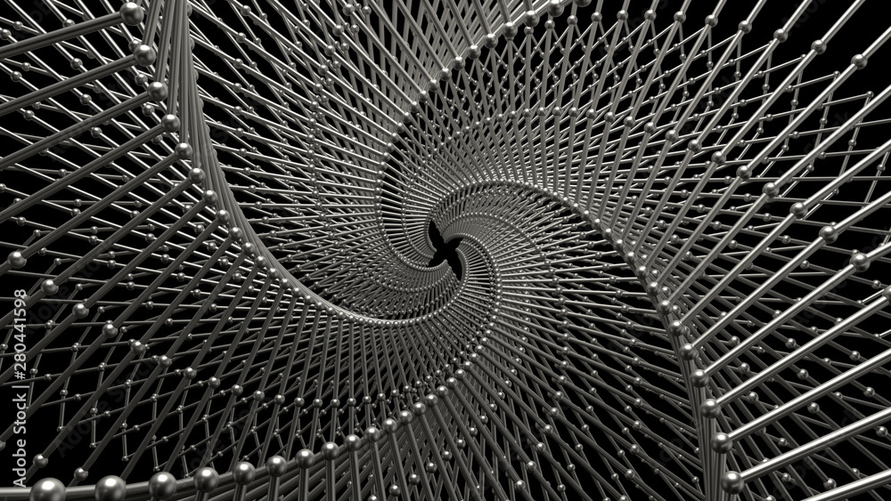 Poster ..3d abstract background with atom array structure. repetitive lattice structure...