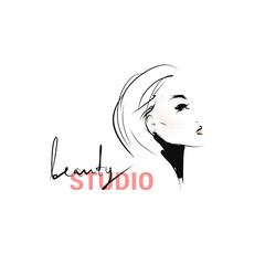 Hand-drawn portrait of young stylish woman. Beautiful girl with makeup and hairstyle. Fashion illustration, vector