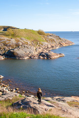 Beautiful finnish landscape, Suomenlinna, Helsinki, Helsingfors, Uusimaa, Finland with rocks and...