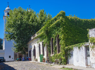 The streets of Colonia del Sacramento, a city in southwestern Uruguay .