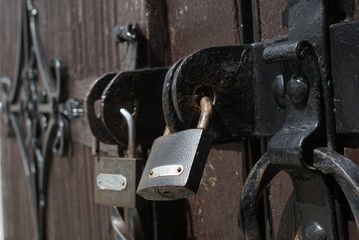 two padlock locks on the door