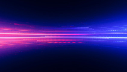 Led Light.  Future tech. Shine dynamic scene. Neon flare. Colorful rays. .Magic moving fast lines. Sparkling studio. Hologram display. Mystic beam. Stylish fantasy space. Bright blurred waves.