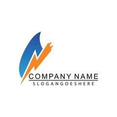 Lightning and water drop - vector logo template concept illustration. Symbol of energy water and electric energy