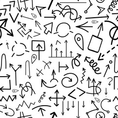 Seamless pattern of arrows on white background	