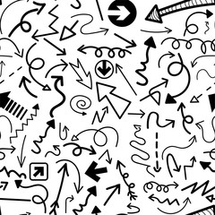Seamless pattern of arrows on white background	
