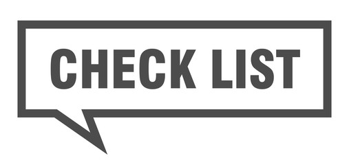 check list sign. check list square speech bubble. check list