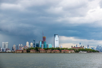 Skyline of skyscrapers in Jersey City, New York City, USA