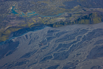 Fototapeta premium Diseños fluviales. Deshielo glaciar. Glaciar Vatanajökull. Sur de Islandia.