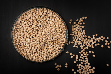 Chickpeas in the bowl on the table