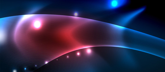 Neon glowing lines, magic energy space light concept, abstract background wallpaper design