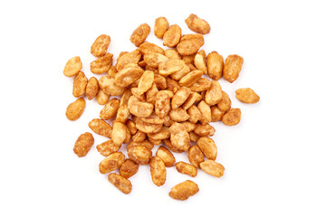 Sugared almond nuts, flat lay, isolated on white background