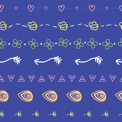 Girl Wild Tribal Art Seamless Vector Pattern