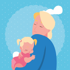 dad carrying his baby girl in arms