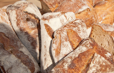 Fresh baked bread loaves